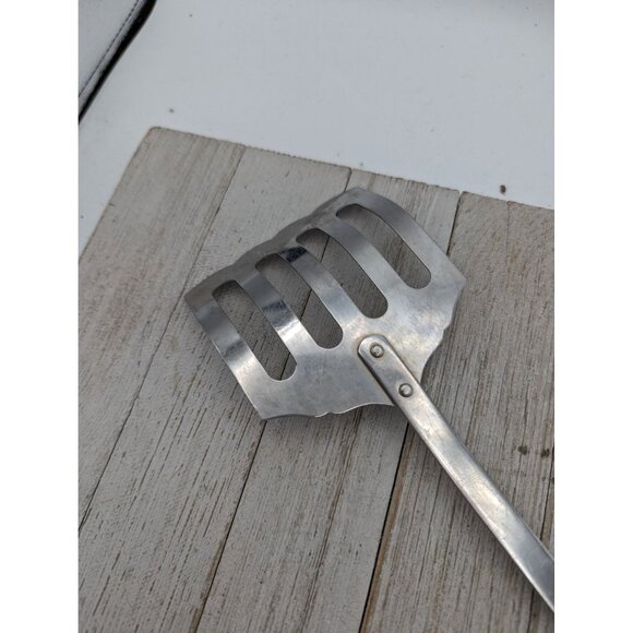 Stanhome USA #2 Stainless Slotted Spatula Turner Brown 13" Scalloped Curved - Picture 5 of 8